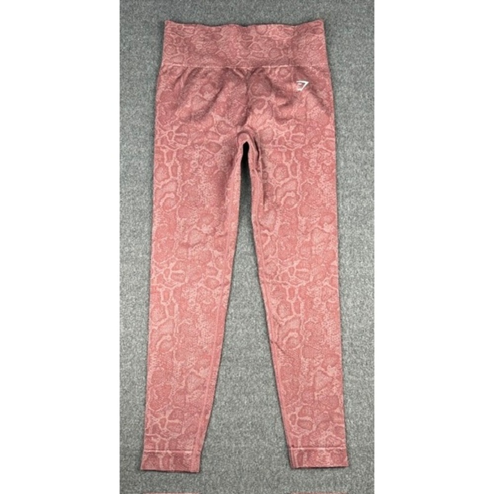 Gymshark Adapt Animal Seamless Leggings Pink Red Snakeskin Scrunch Bum Small